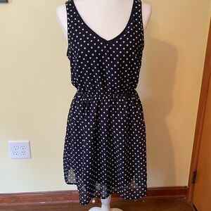 Divided by H&M Navy Blue Polka Dot Dress v-neck Short Sleeveless Size 10